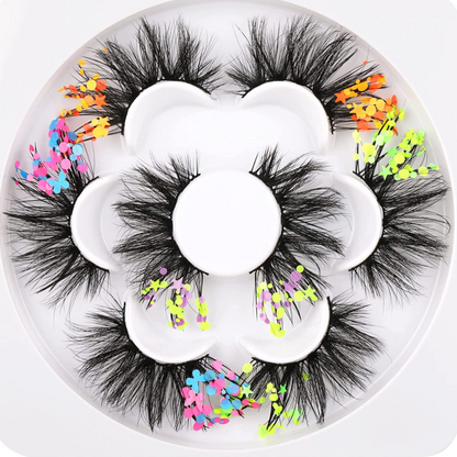 4 piece 22mm faux mink vegan glitter eyelashes