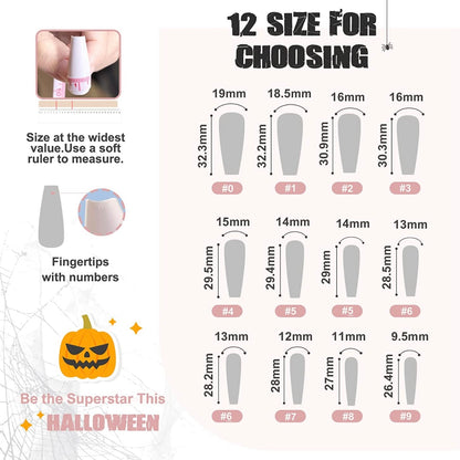 Premium Spooky Halloween Themed 24 piece Press On Nail Set