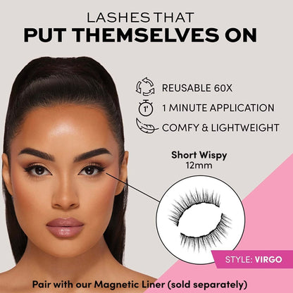 Glamnetic Magnetic Eyelashes - Virgo | Short Magnetic Lashes, 60 Wears Reusable Faux Mink Lashes Natural Look - 1 Pair