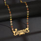 14k Gold Stainless Steel 3D Multi-Color Flower And Butterfly Custom Name Necklace