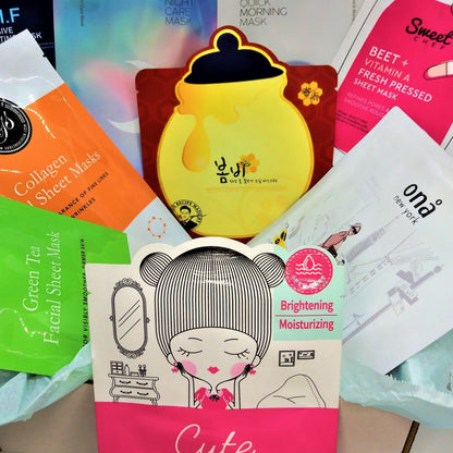 10 Full size Premium K-beauty Sheet Mask Gift Box, Sheet Mask Box containing 10 full size premium korean sheet masks focusing on every major skin care issue. excellent for all skin types including sensitive