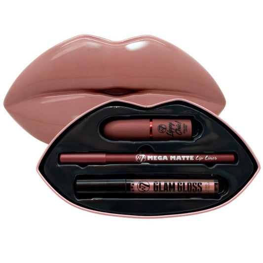Kiss Kit Lip Gift Set | Colorway: Mauve Over - Deep Pink, Red & Nude Colors | Lipstick, Lip Liner and Gloss