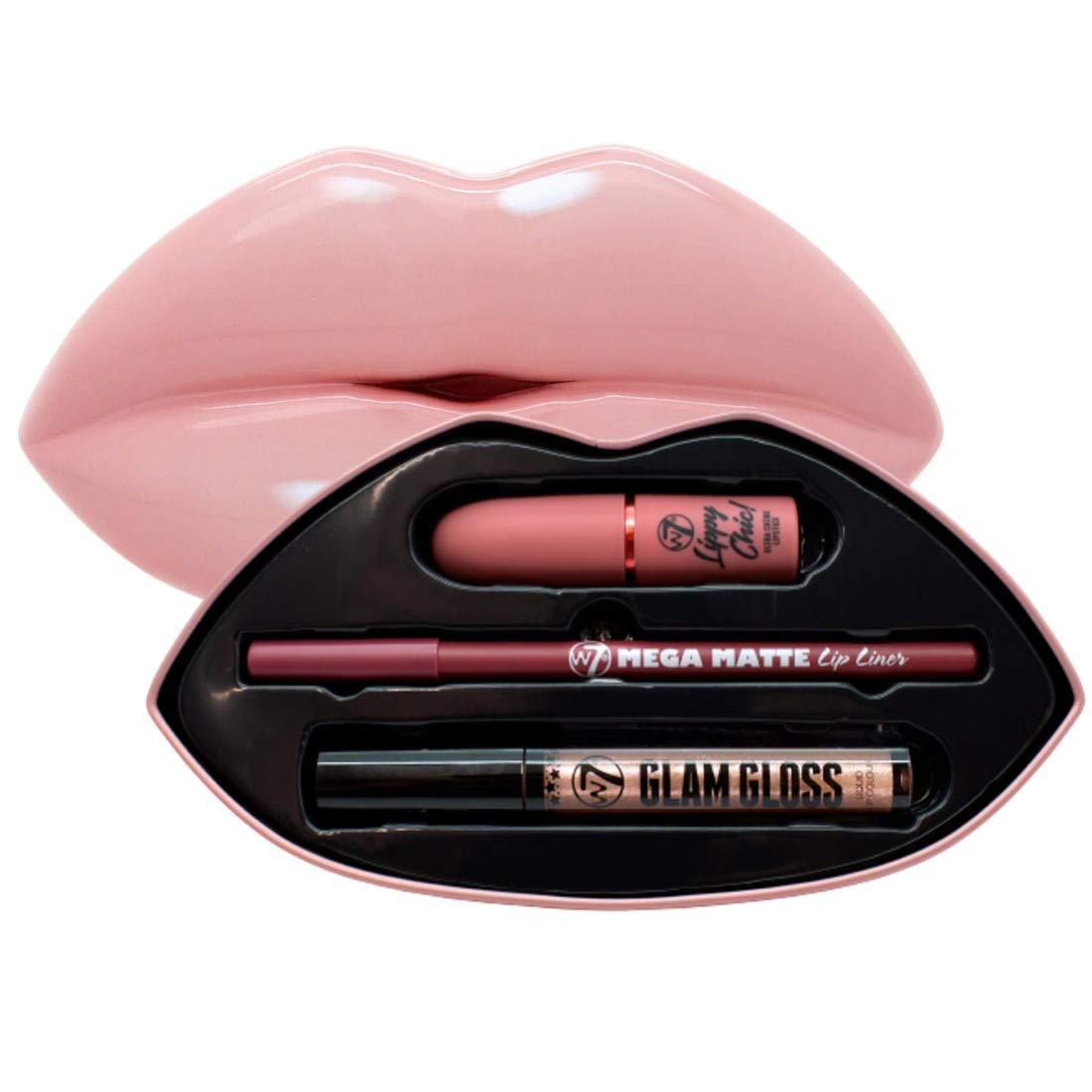 Kiss Kit Lip Gift Set | Colorway: Mauve Over - Deep Pink, Red & Nude Colors | Lipstick, Lip Liner and Gloss