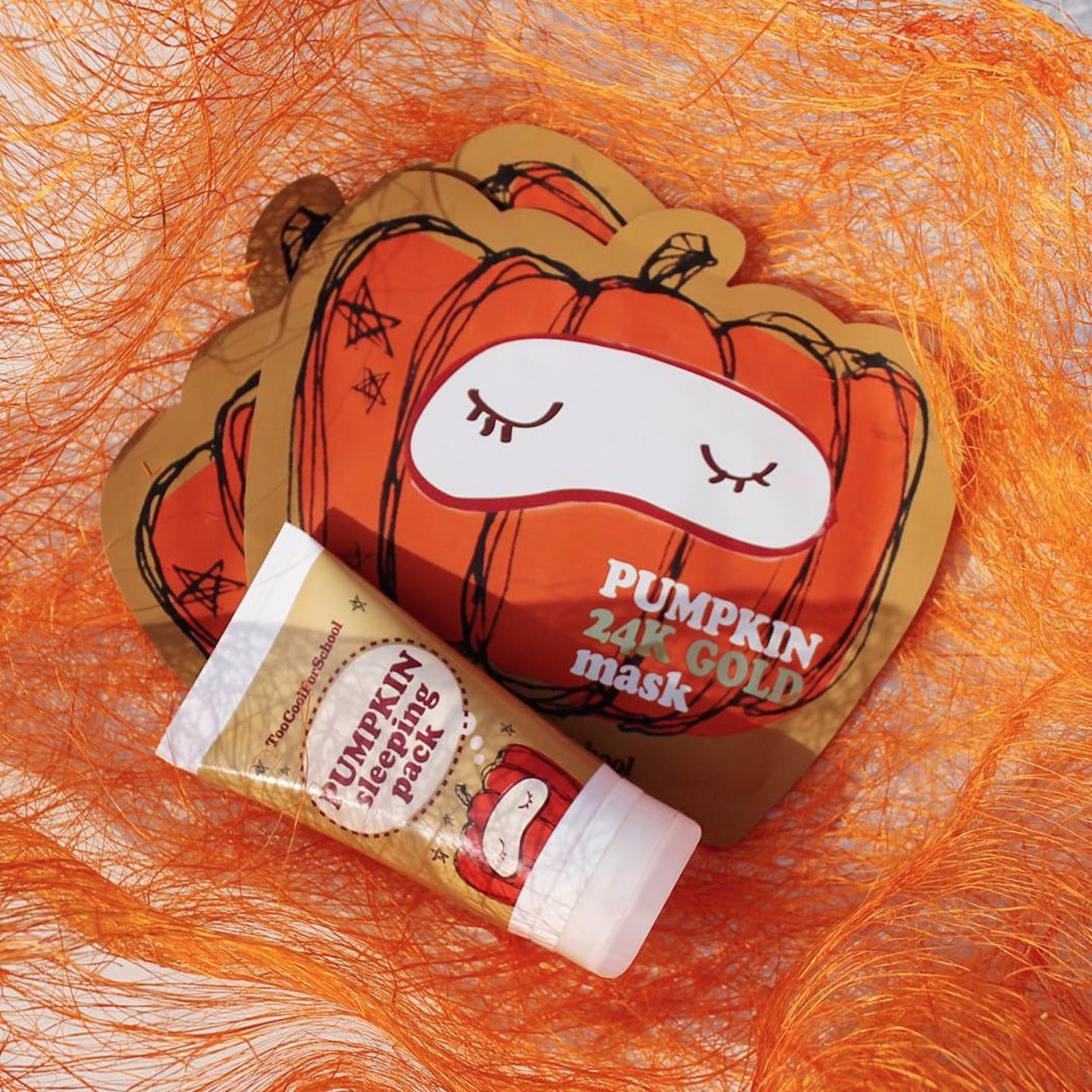 2 piece K-Beauty  Too Cool For School Pumpkin sleeping mask set. Made For All Skin Types & Tones