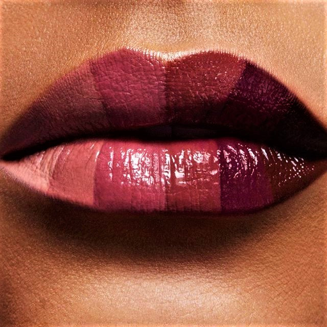 Estee Lauder Pure Color Envy Sculpting Lipstick on models lips showing all the colors in the pure color envy group