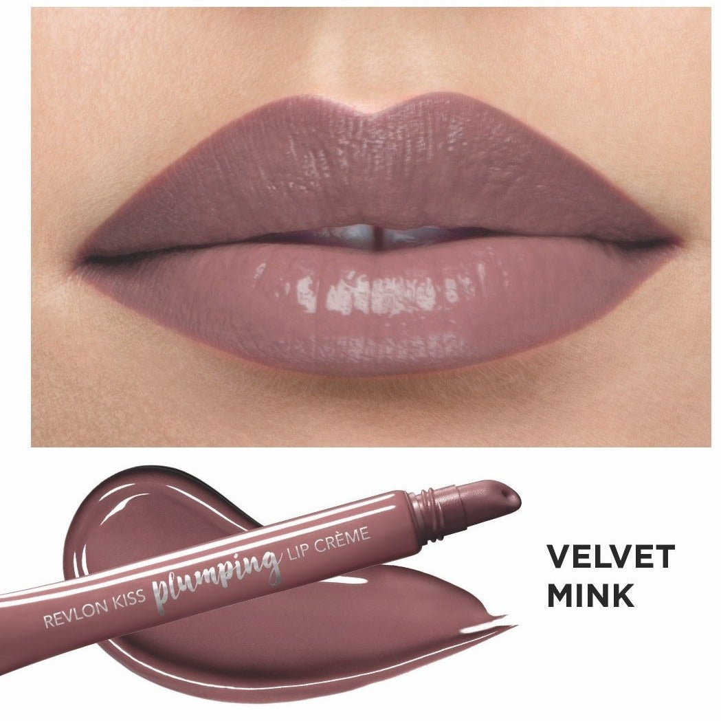 Lips wearing the Revlon's Kiss Plumping Lip Crème in the color #540 Velvet Mink