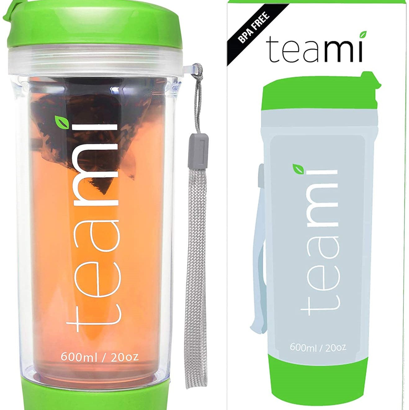 Teami Tea Tumbler Infuser Bottle - Green, 20 Ounce - BPA FREE - Double –  FaceTreasures