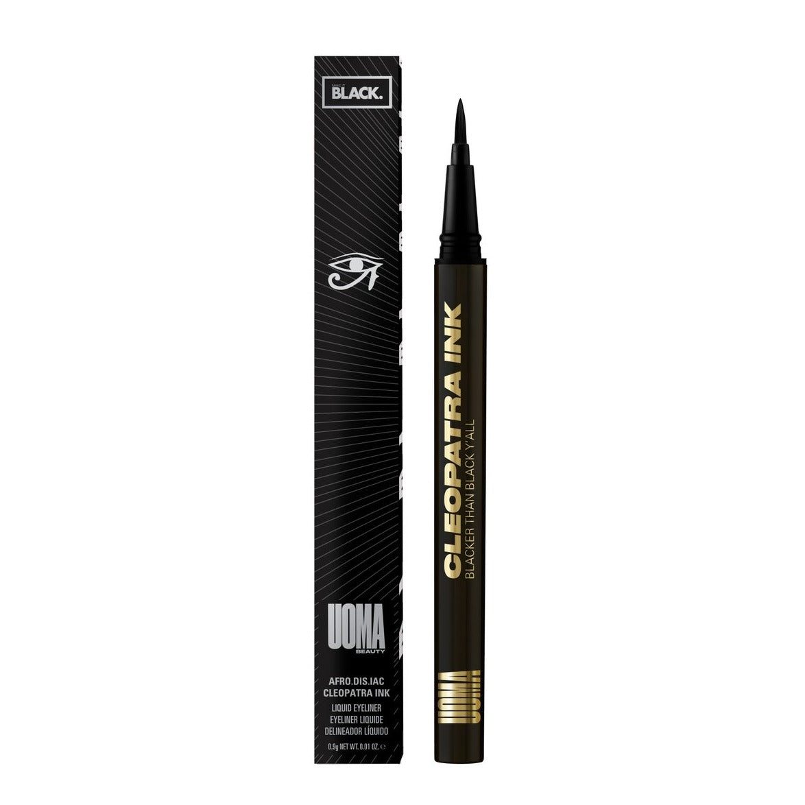 Strikingly intense, long lasting, water-resistant liquid eyeliner Ultra fine felt tip design delivers an even deeper jet black formula that applies with smooth precision to create the most intense eye looks