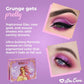 The Pretty Grunge Shadow Palette   The heavenly sister of the grunge shadow palette! Happy pops of purple and pink put the crowning touch on the perfect light-to-mid tone range to flatter all skin tones. This palette includes 8 shades, 5 different finishes, 1 swipe coverage designed for eyes, cheek, and face.  • Grunge gets pretty for the latest Venus palette, featuring shades and finishes that beam all the way to the skies beyond.  • Rapturous lilac rose gold and mauve shades mixed with earthly browns. 