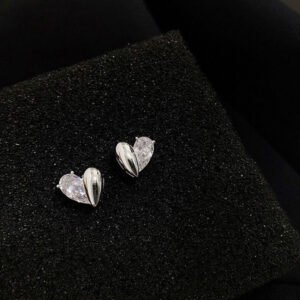 Sterling Silver Love Earrings Niche Design French Asymmetrical Earrings
